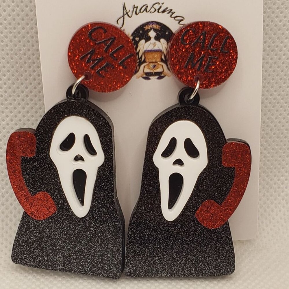 Scream Ghost Face Earrings Hello Scary Movie Party Meme Dangle Earrings
